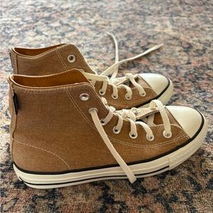 Converse High-Top Sneakers in Tan and White
